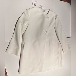 Zara Kids White Round Neck Lightweight Coat Size 13/14